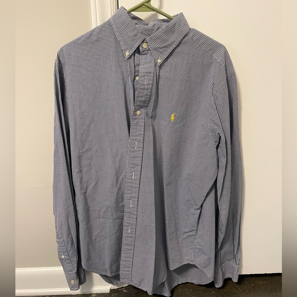 Ralph Lauren Men’s XL Classic Fit Gingham Button-Down Shirt - Navy